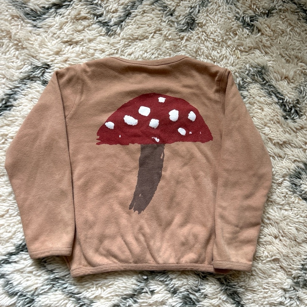 Nadadelazos Brown cardigan with Red Mushroom, 2-4Y 🍄